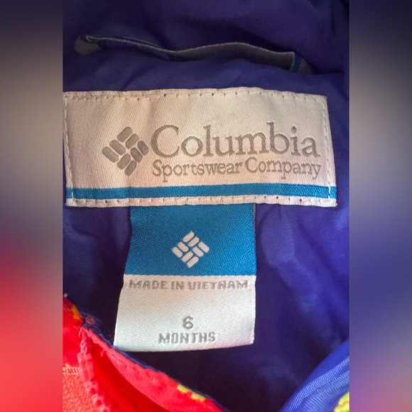Columbia Sz 6M Baby Bunting Snowsuit Red DOWN FILL Animals - Picture 4 of 6